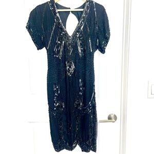 Vintage Lillie Rubin Black beaded cocktail dress. Great for Halloween!